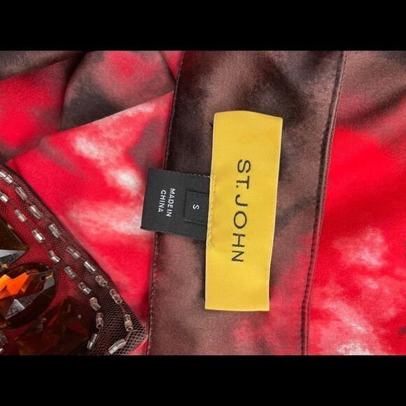 St. John Tie Dye Beaded Silk Blend Tunic Top - Picture 6 of 7